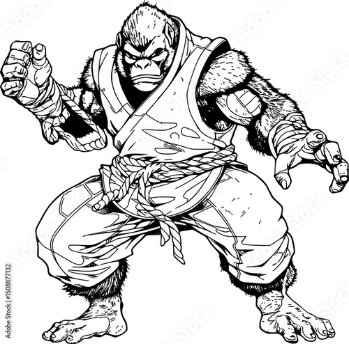 karate martial arts monkey dynamic pose