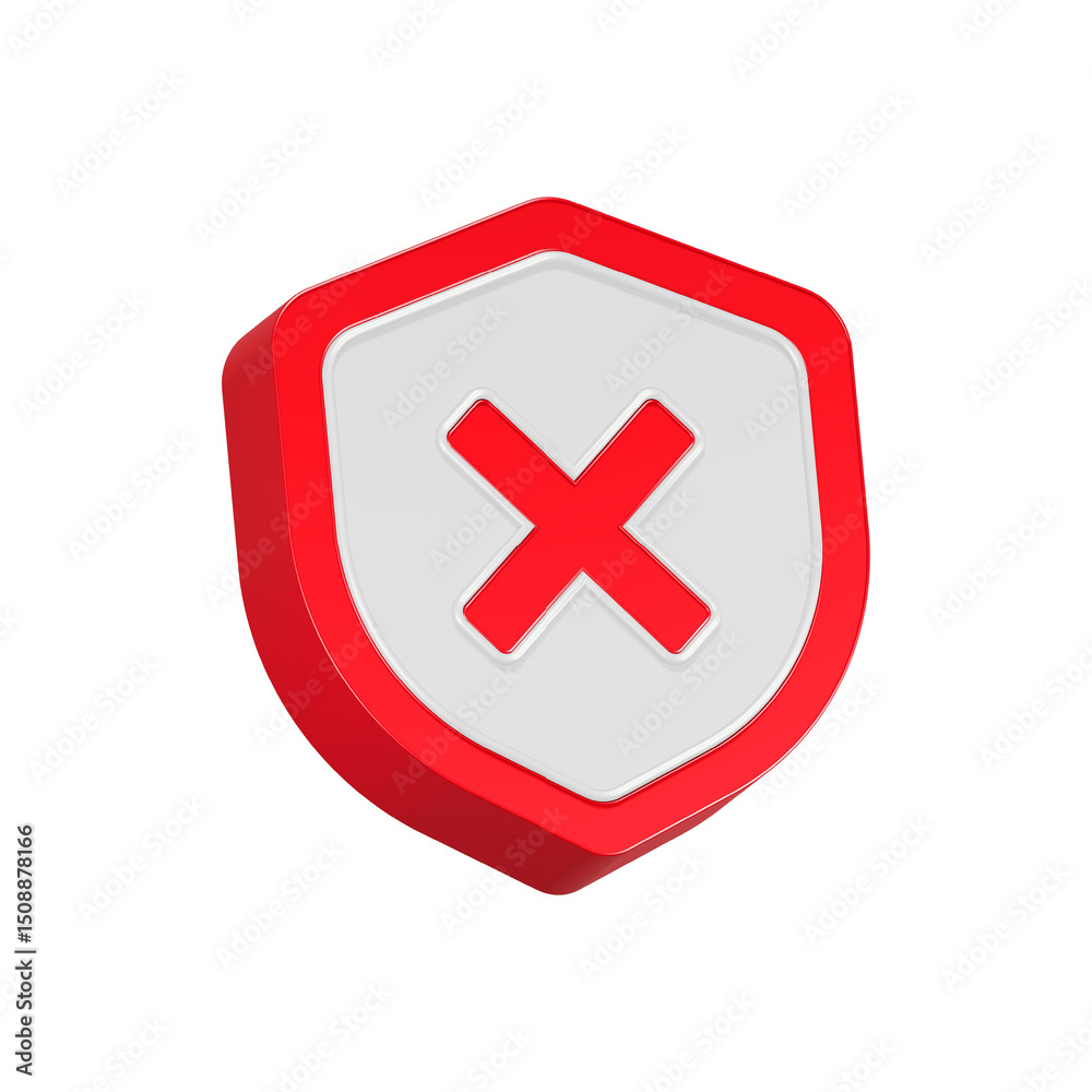 Fototapeta premium cross shield stop icon 3d rendering