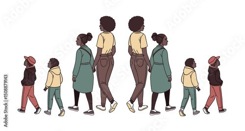 Group of people standing silhouette vector illustration. people vector illustration on a white background and show the diversity and unity of the group.