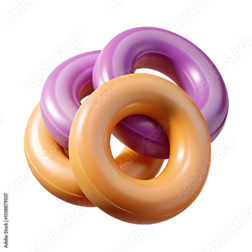 Delicious 3D Onion Rings Illustration- Tasty Fast Food Icon for Menu Design, Kids Graphics, and Food Branding PNG