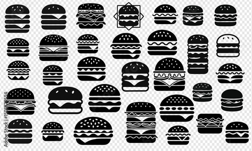 Delicious Burger Icons A Collection of Yummy Burger Illustrations for Your Design Projects