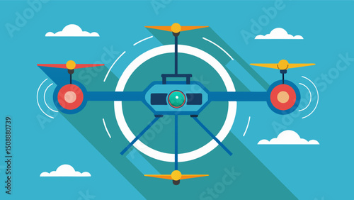 A closeup of a drones navigation system highlighting the realtime adjustments and precision required for safe autonomous flight.. Vector illustration
