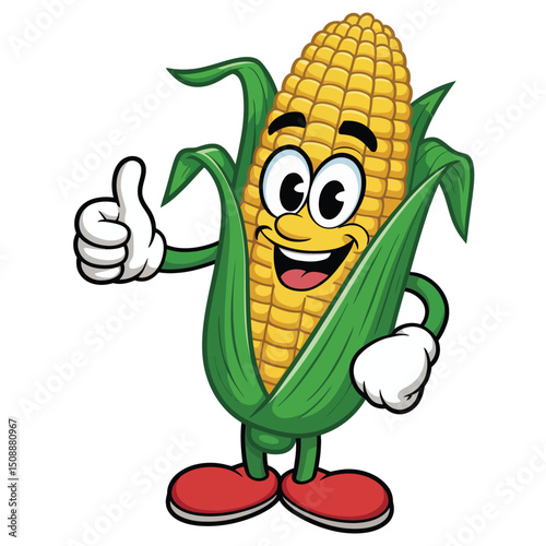 Happy Corn Cob Cartoon Character Giving Thumbs Up