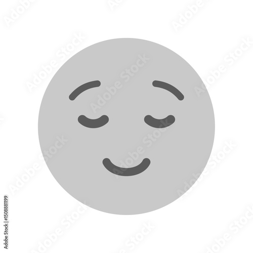 目を閉じで穏やかに微笑むシンプルな絵文字 - 満足や感謝･安心や幸せのイメージアイコン素材
