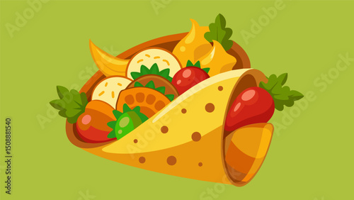 A cornucopia of Mexican flavors featuring favorites like crispy chalupas cheesy enchiladas and tangy salsa verde.. Vector illustration