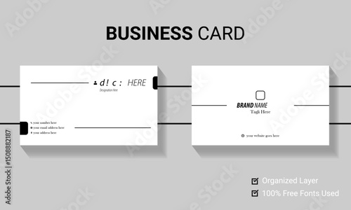 Professional Double-sided simple clean horizontal business card template
