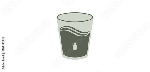 Simple Illustration of a Glass of Water with Wave Design