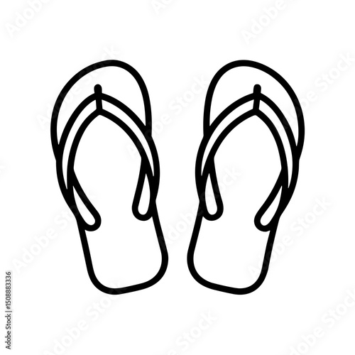 Flip flops with toe thong in minimalist line art style for summer wardrobe  