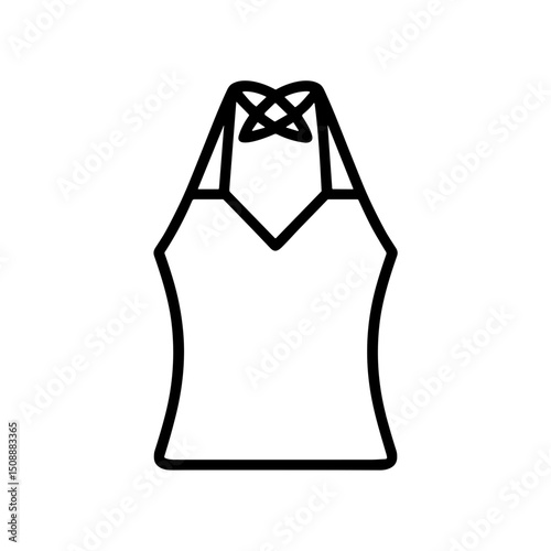 Halter neck top icon in minimalist style representing summer wardrobe  