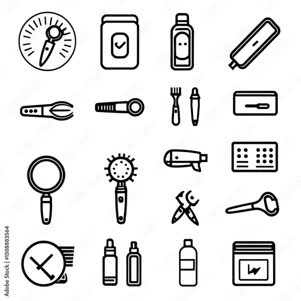 メイク道具とネイル用品アイコン|Makeup Tools and Nail Items Icon Set メイク道具とネイル用品アイコン|Makeup Tools and Nail Items Icon Set