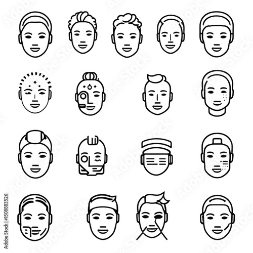 スキンケアとフェイスケアアイコン｜Skincare and Face Care Icons