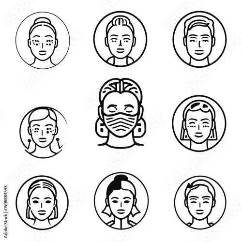スキンケアとフェイスケアアイコン｜Skincare and Face Care Icons
