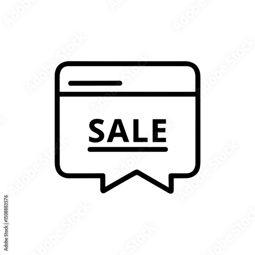 Icon of a speech bubble with the word 'SALE' for marketing purposes  
