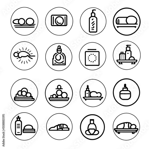 リラクゼーションとスパ施設アイコン｜Relaxation and Spa Facility Icons