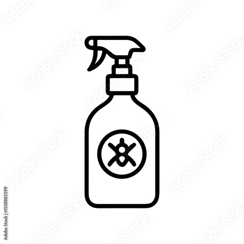 Insect repellent spray bottle with caution symbol in minimal design  