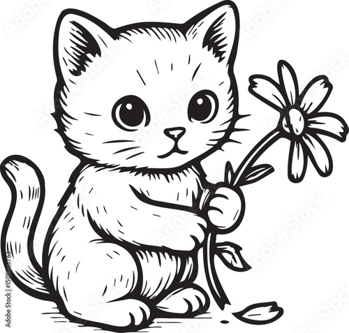 cute cat with flower
