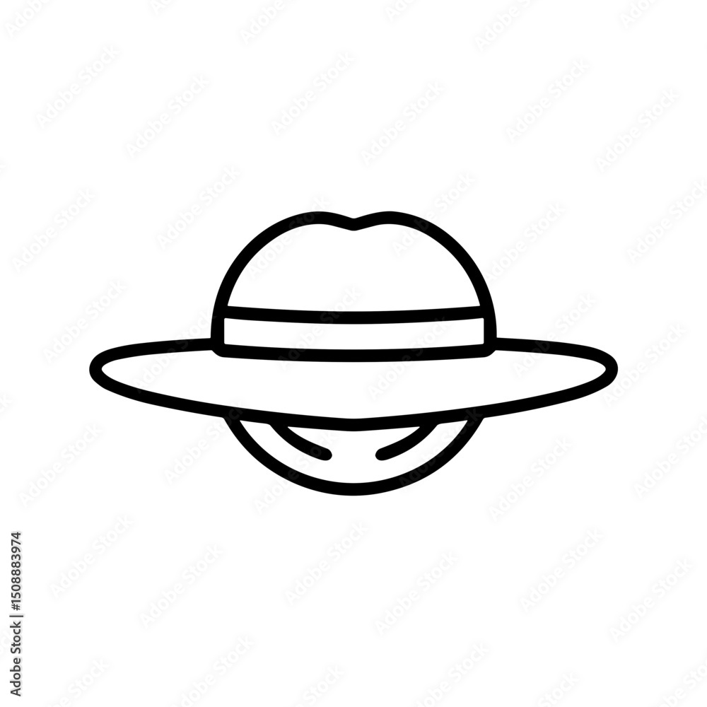 Outline of a panama hat with ventilation holes against a simple background Outline of a panama hat with ventilation holes against a simple background