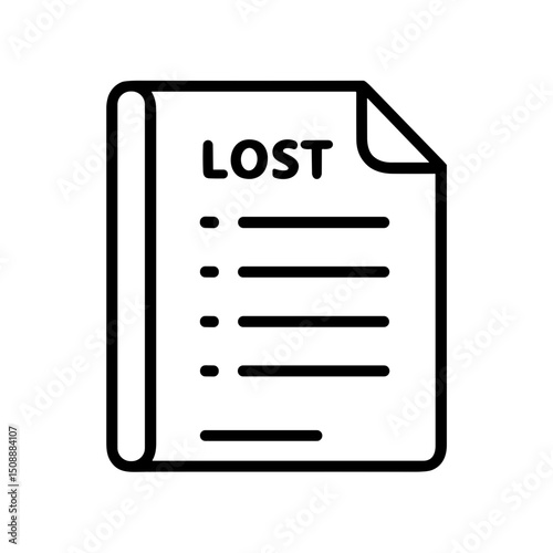 Lost item notice with blank lines for details on white paper  