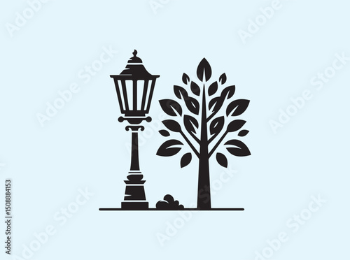 Decorative Light Post with Tree in Background