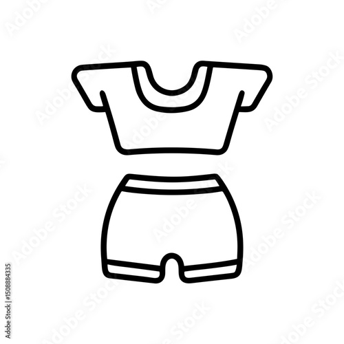 Outline of a summer outfit comprising shirt and shorts for preparing wardrobe  