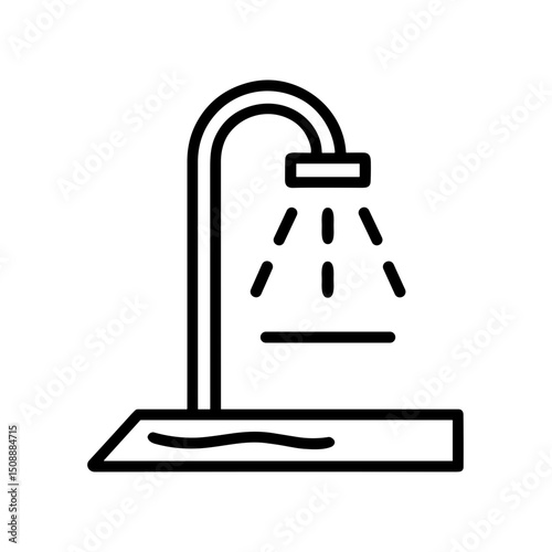 Outdoor shower with water flowing at a beach for summer refreshment  