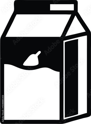 Black and white icon depicts a carton with a scoop floating in liquid transparent background