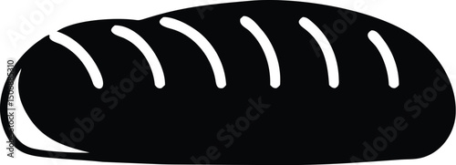 Isolated black bread loaf silhouette features a simple, elegant, and clean shape with a transparent background