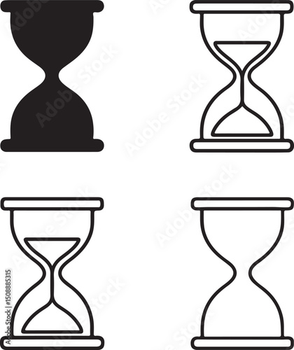 Hourglass Icon Set – Sandglass Timer Vector Collection on Transparent Background