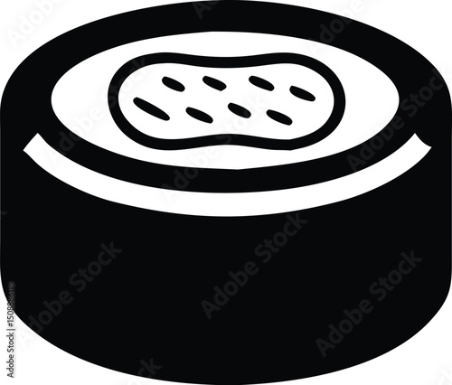 Isolated presents a single black sushi roll over a transparent backdrop