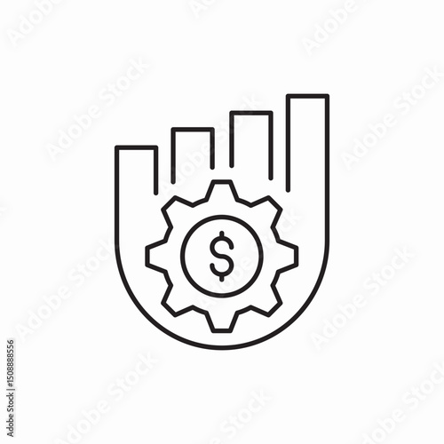 Financial gear money management icon vector sign