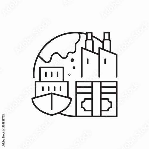 Industrial factory ship icon vector sign