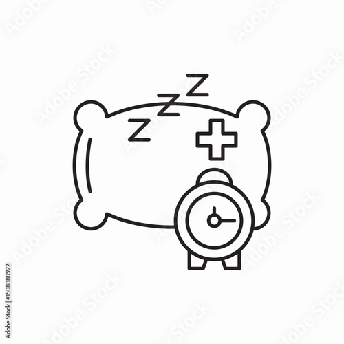 Sleep pillow watch time icon vector sign