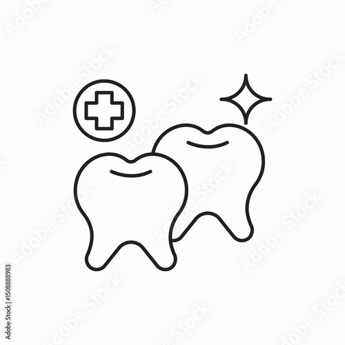 Clean healthy tooth shine icon vector sign