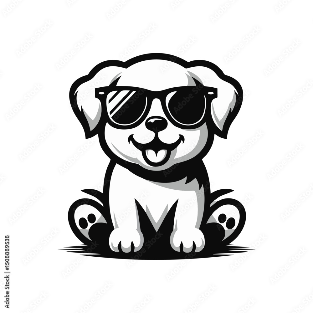 Obraz premium Dog Golden retriever logo icon design vector illustration black white