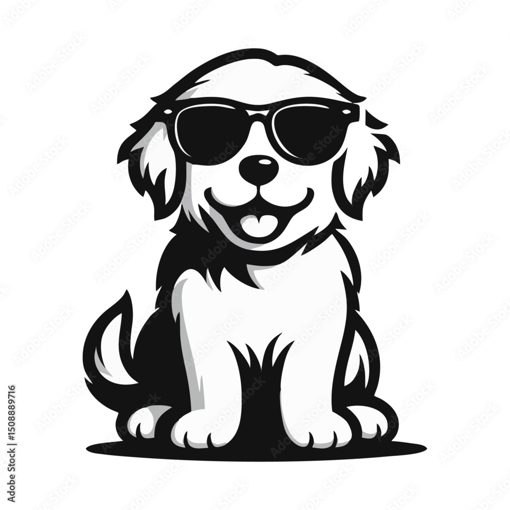 Fototapeta premium Dog Golden retriever logo icon design vector illustration black white