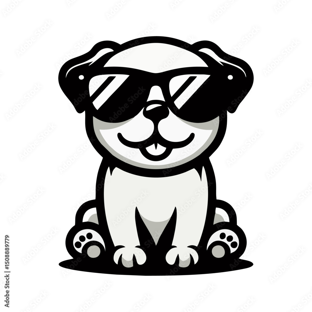 Naklejka premium Pug dog logo icon design illustration vector black white