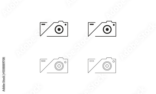 Camera Symbols for UI and Graphic Design. This image features a pair of minimalist black camera icons, each showcasing a unique lens design.