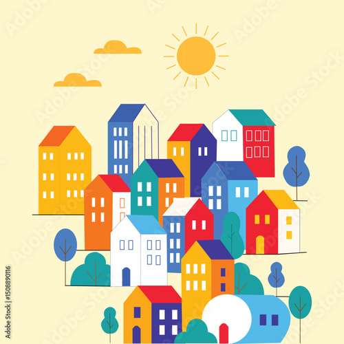Colorful Cityscape Banner. vector illustration