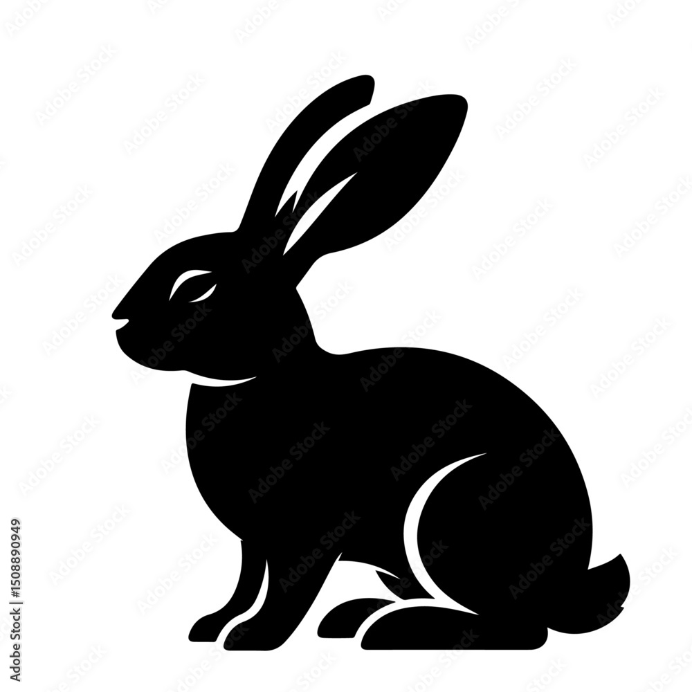 Obraz premium Rabbit Silhouette for Wildlife and Cuteness Design, Jumping Rabbit 