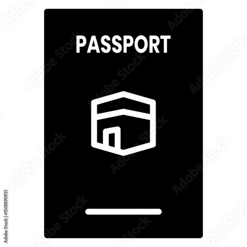 Passport with Kaaba Symbol for Travel to Mecca Saudi Arabia