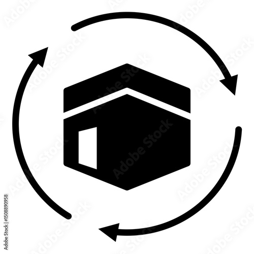 Solid Vector Art of Movement Around the Kaaba showing the activity of tawaf of hajj pilgrims