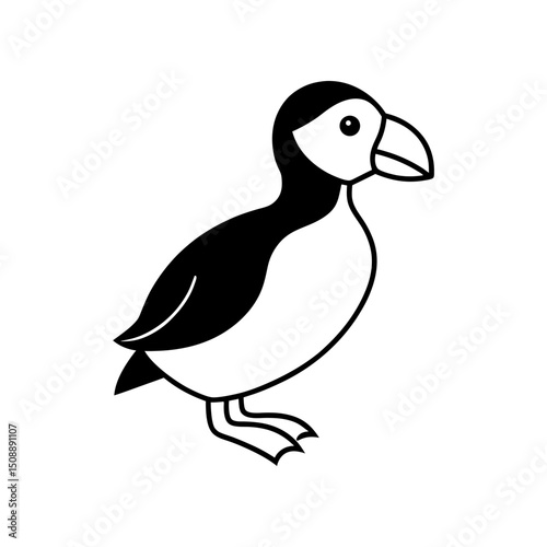 Vector illustration of puffin silhouette