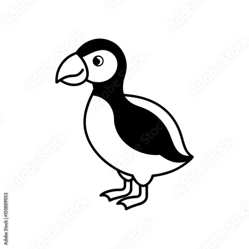 Vector illustration of puffin silhouette