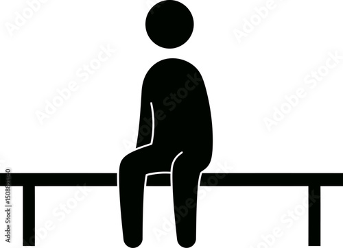 Silhouette of a Person Sitting on a Bench Simple, Minimalist Illustration