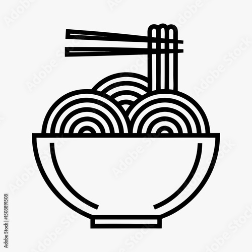 Ramen Noodle Bowl Line Art Animation | Japanese Food Icon Design