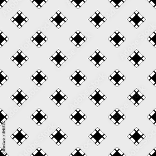 Geometric pattern of black and white diamond shapes. Concept of modern, abstract block, vintage, classic colors, luxury, elegant for wallpaper, floor tiles design, seamless, texture, background.