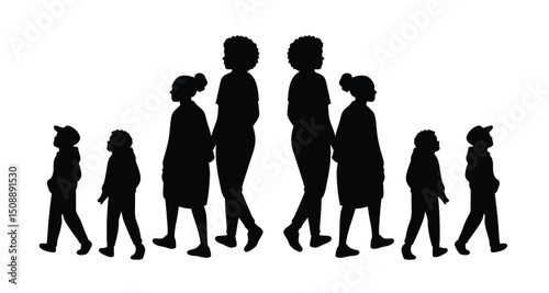 Group of people standing silhouette vector illustration. people vector illustration on a white background and show the diversity and unity of the group.