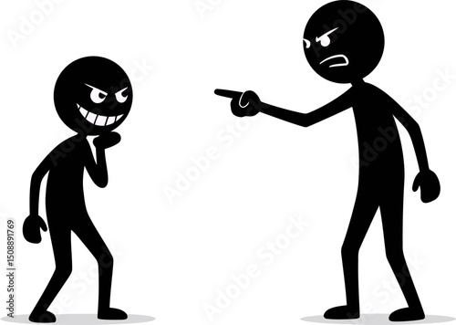 Angry Confrontation Stick Figure Illustration of Conflict and Accusation