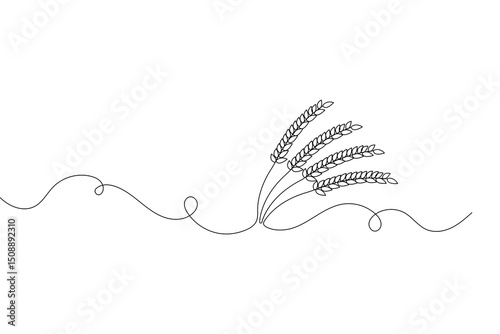 Barley continuous one line drawing outline line art illustration
