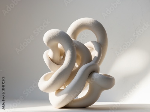 Abstract Knot Sculpture in Soft Light, Modern Art Piece with Textured Surface.